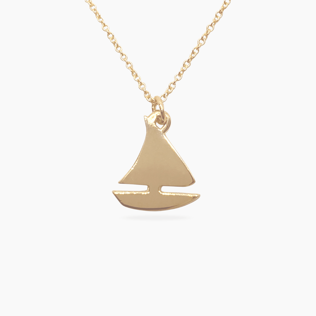 Tri Sigma Sailboat Necklace in 14k Gold | mazi + zo sorority jewelry
