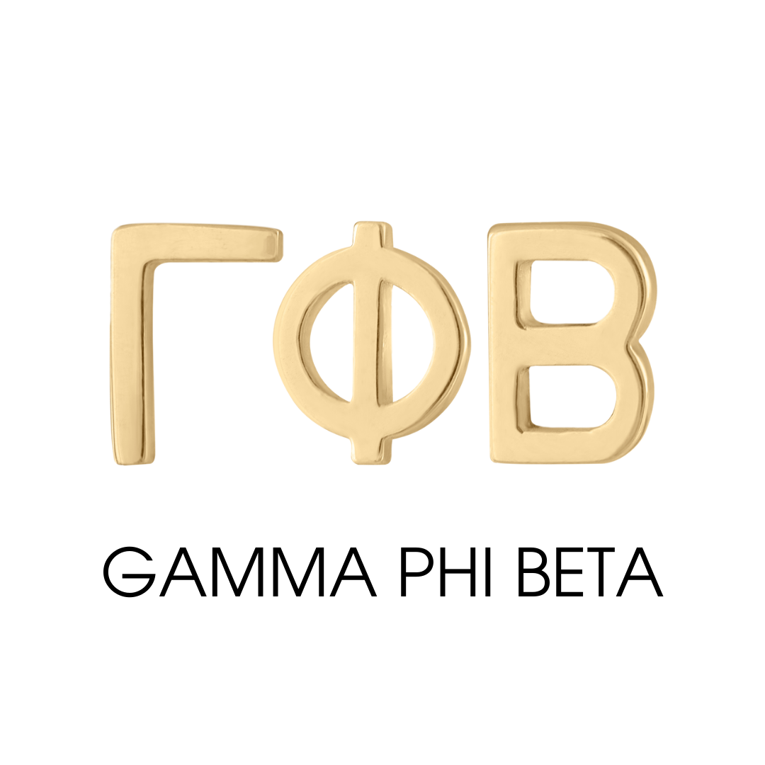 14K gold gamma Phi Beta earrings | mazi + zo sorority jewelry