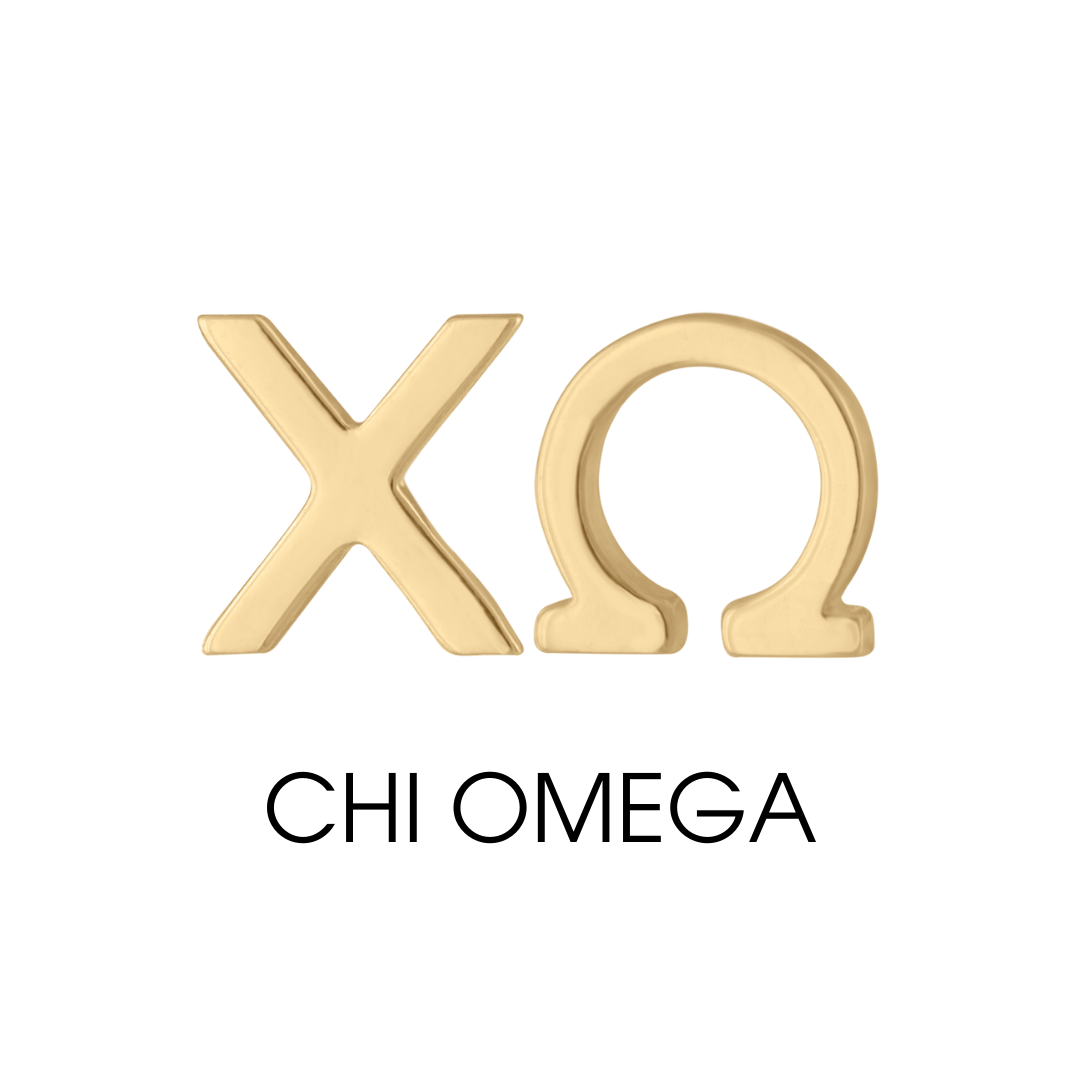 14K gold Chi Omega earrings | mazi + zo sorority jewelry