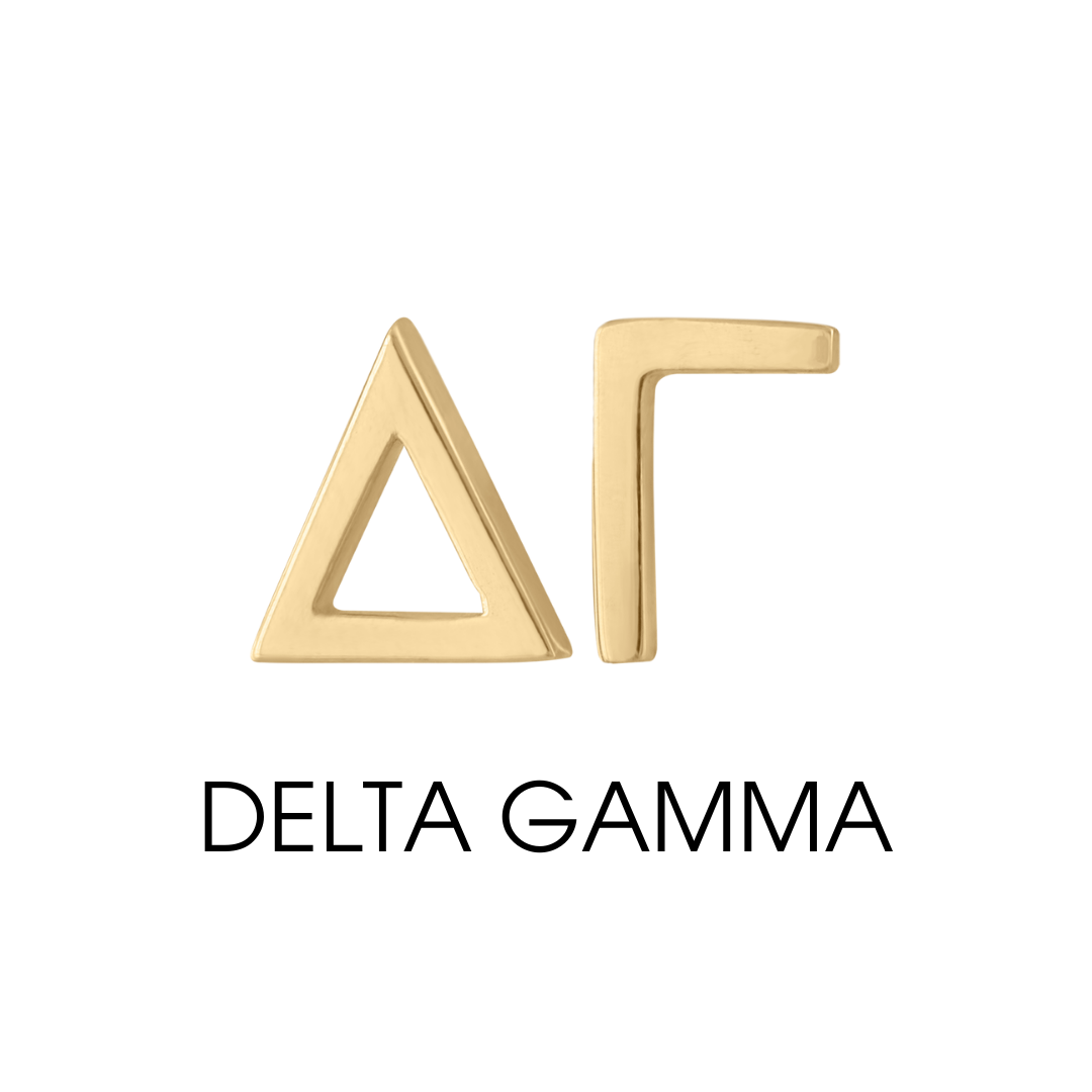 14K gold Delta gamma earrings | mazi + zo sorority jewelry