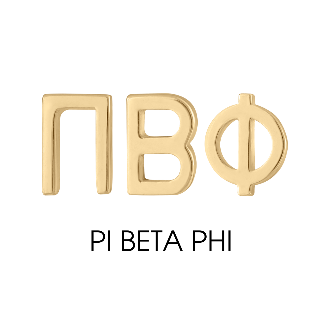14K gold Pi Beta Phi Earrings | mazi + zo sorority jewelry