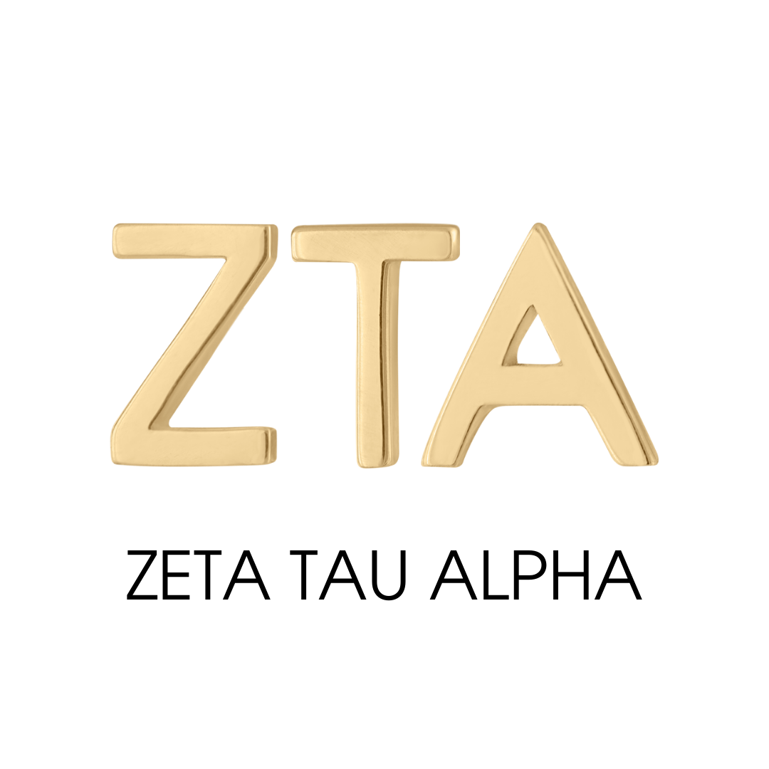 14K gold Zeta tall Alpha earrings | mazi + zo sorority jewelry