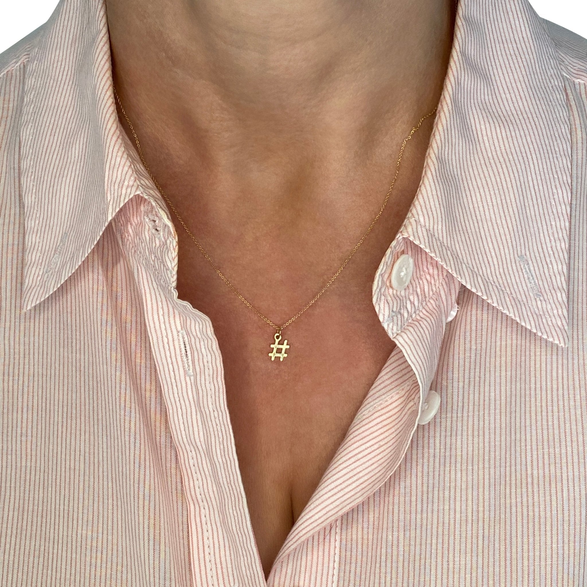 14k Gold Hashtag Necklace | mazi + zo jewelry