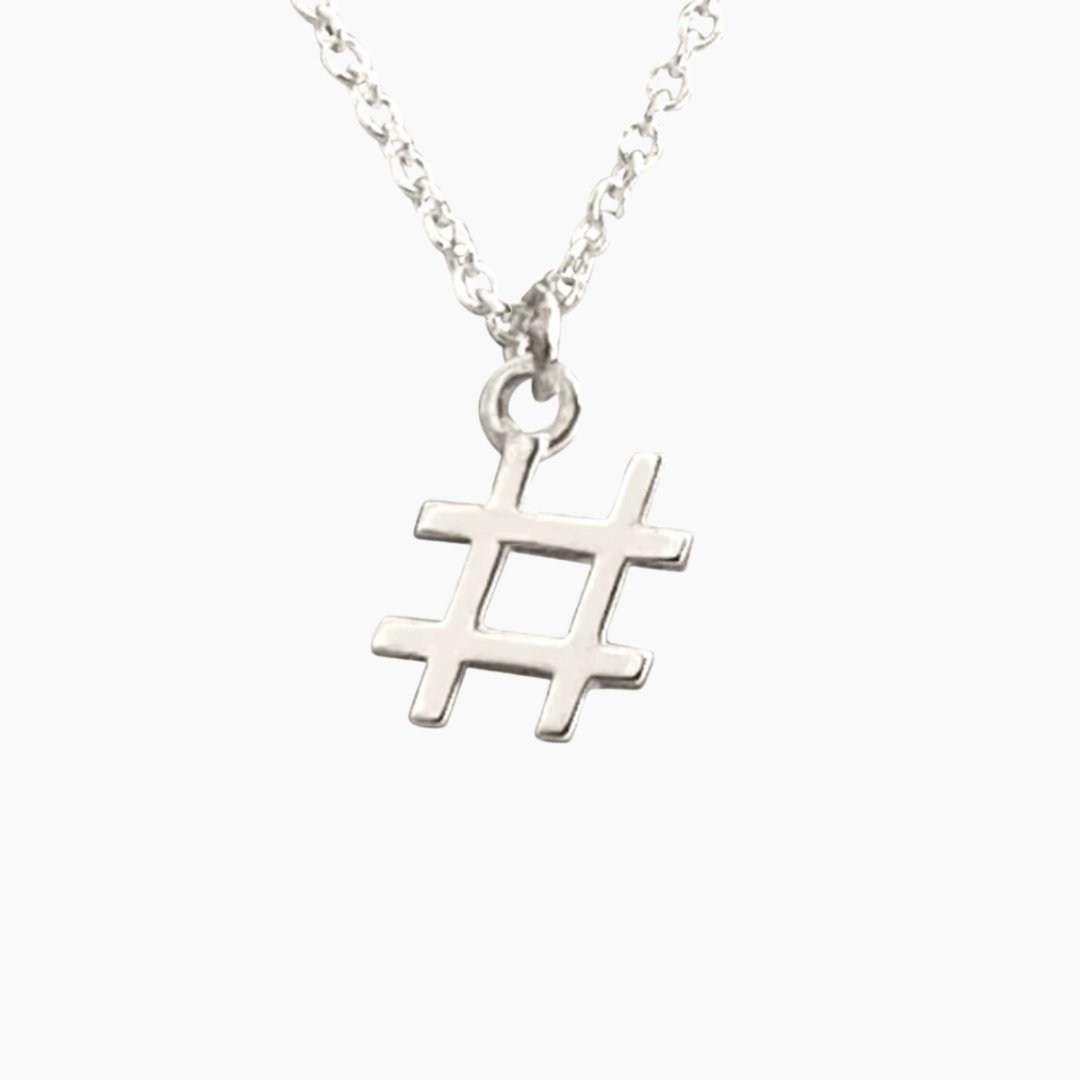 Sterling Silver Hashtag Necklace | mazi + zo jewelry