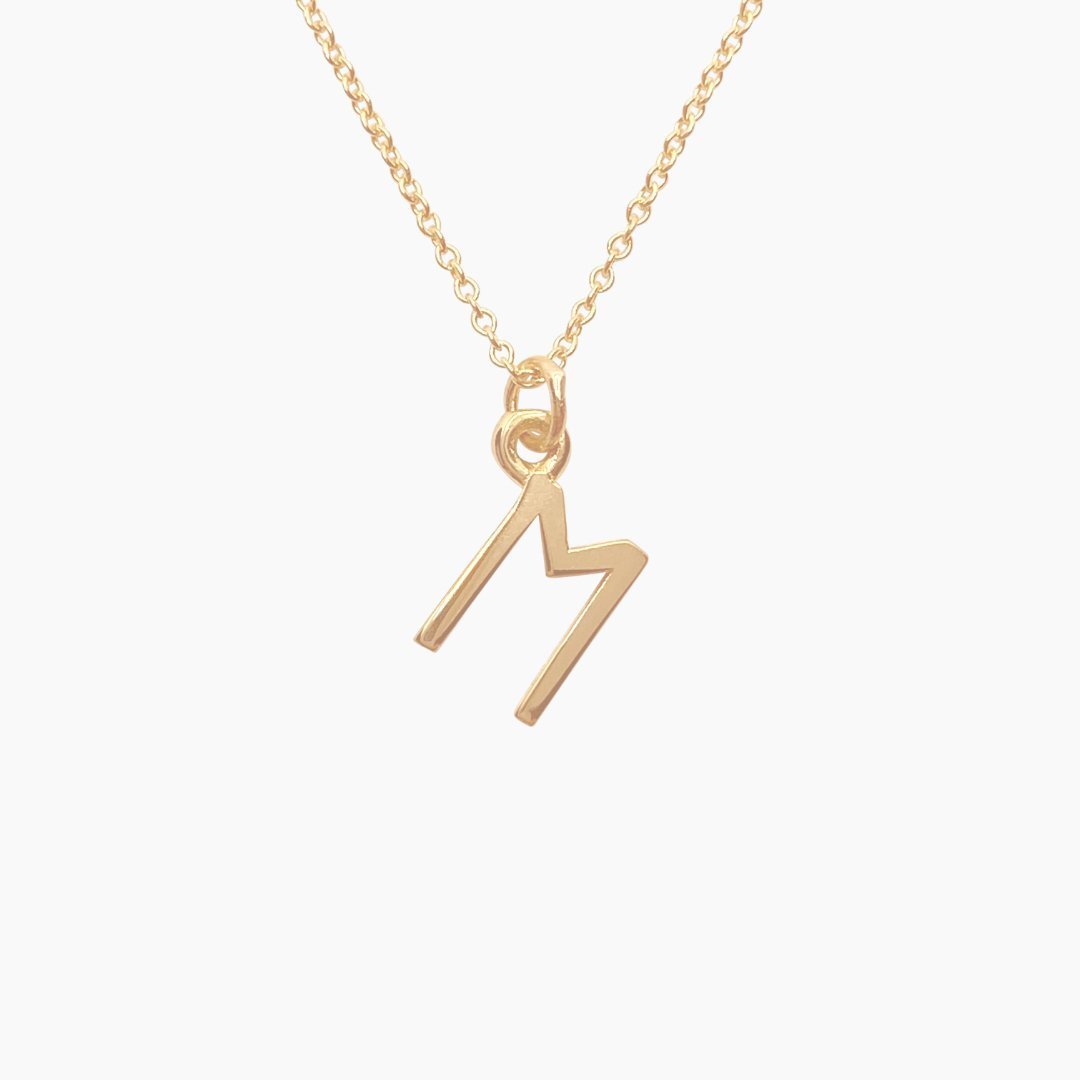14k Gold Initial M Necklace | mazi + zo