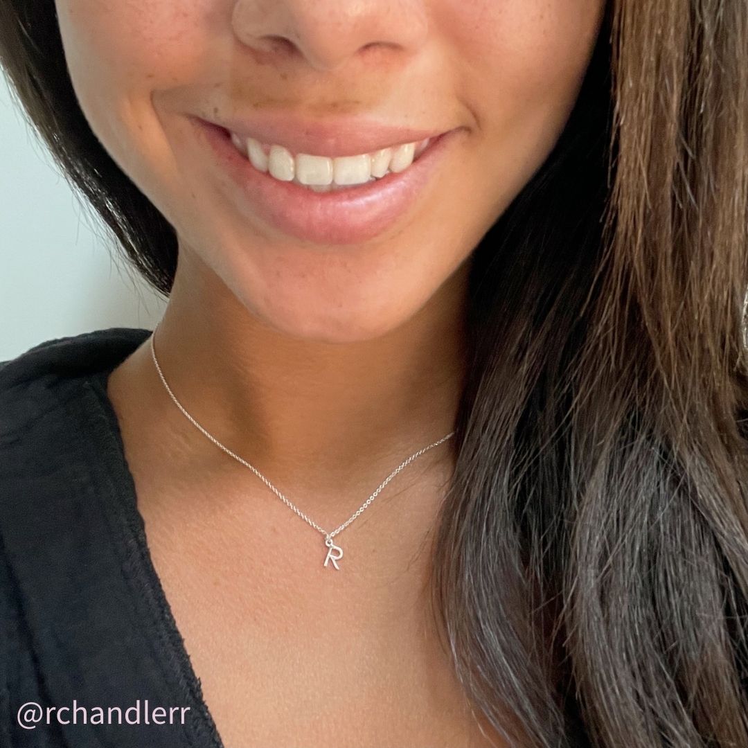 Sterling Silver Initial R Necklace | mazi + zo