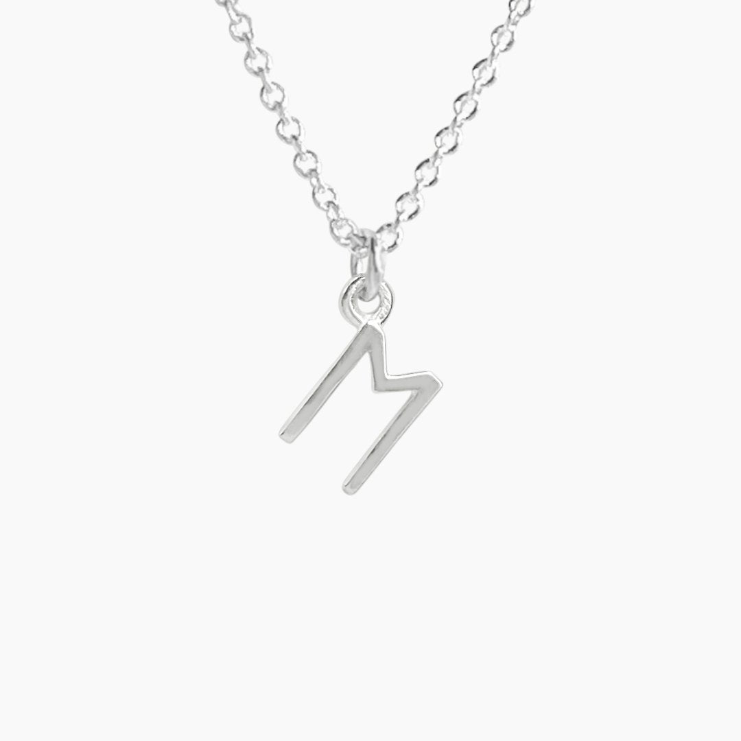 Sterling Silver Initial M Necklace | mazi + zo