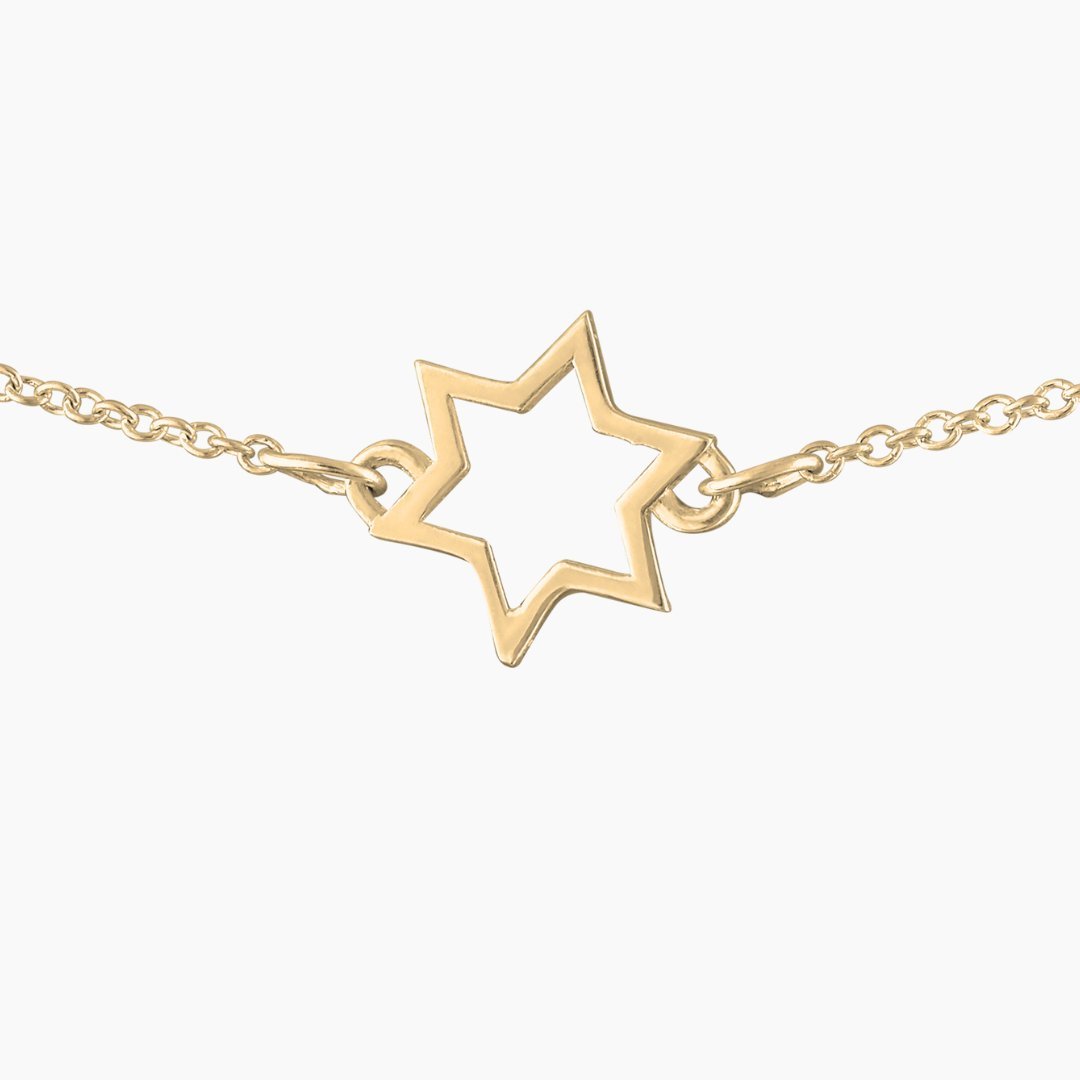 Inline Star of David Necklace in 14k Gold