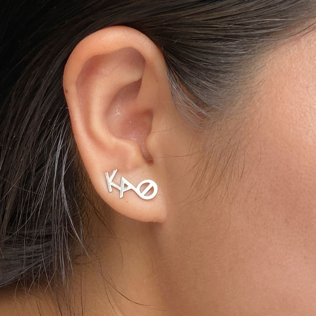 Sterling Silver Kappa Alpha Theta Climber Earring | mazi + zo sorority jewelry