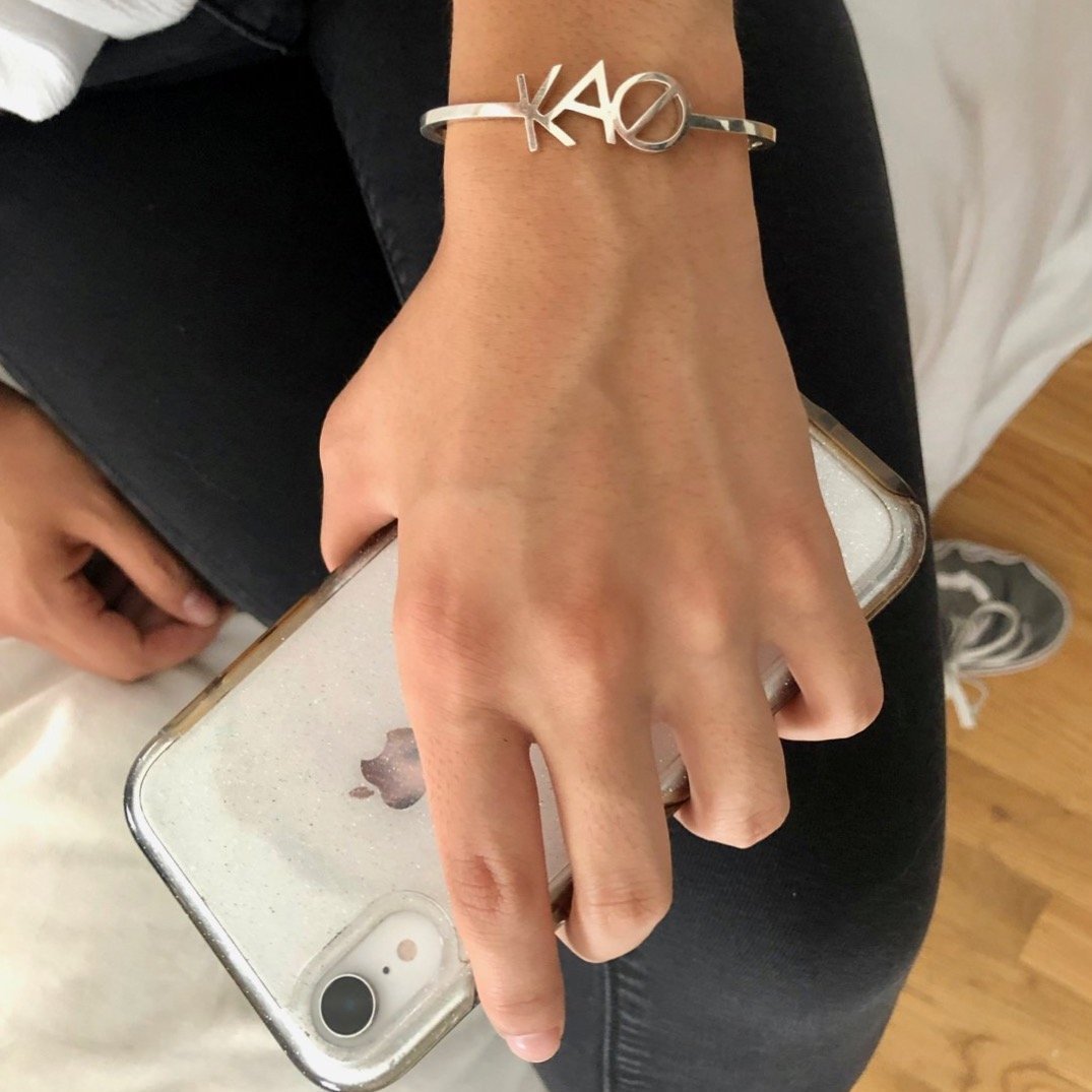 Sterling Silver Kappa Alpha Theta Cuff Bracelet | mazi + zo sorority jewelry
