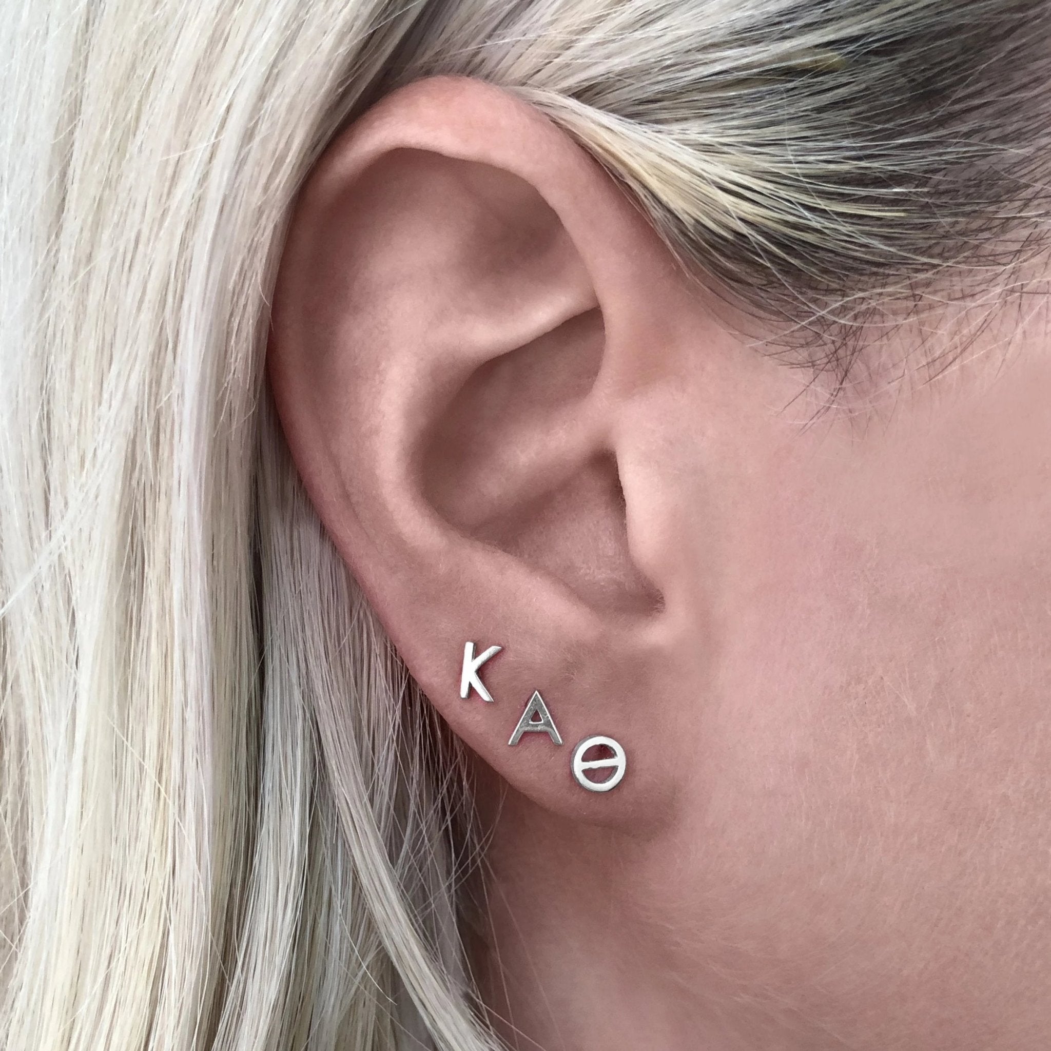 kappa alpha theta stud earrings in sterling silver