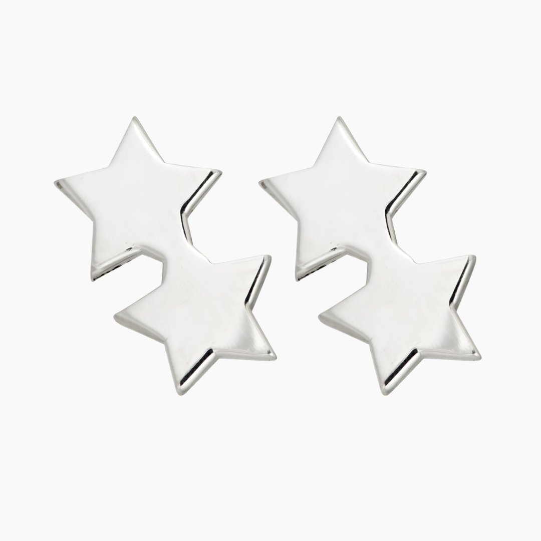 Sterling Silver Double Star Earrings | mazi + zo jewelry