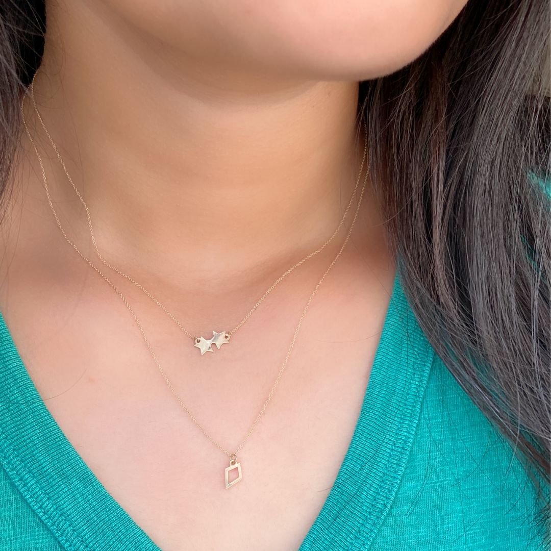 14k Gold Double Star Necklace | mazi + zo jewelry