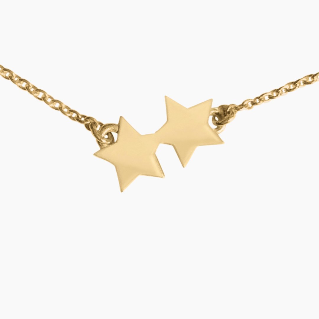 14k Gold Double Star Necklace | mazi + zo jewelry