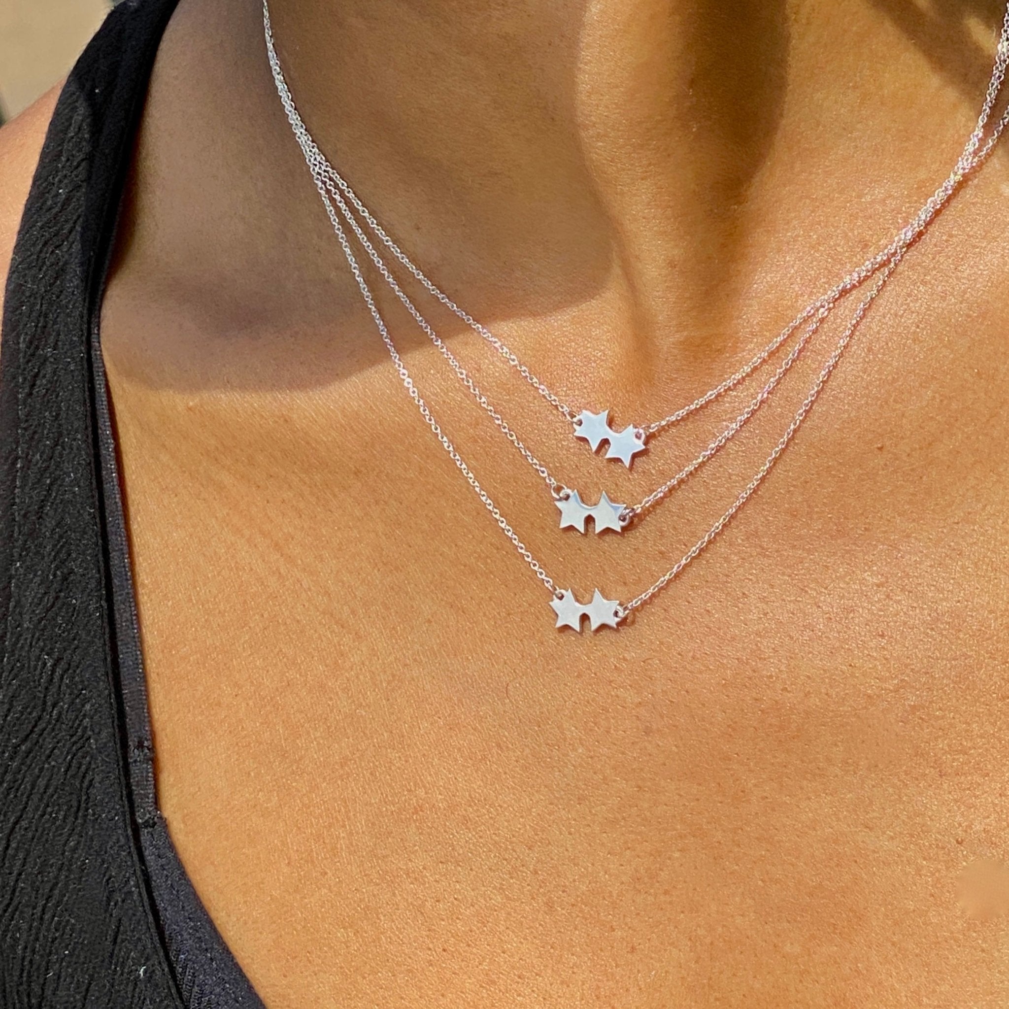 Sterling Silver Kappa Alpha Theta Twin Star Necklace | mazi + zo sorority jewelry