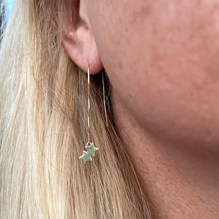 14k Gold Double Star Threader Earrings | mazi + zo