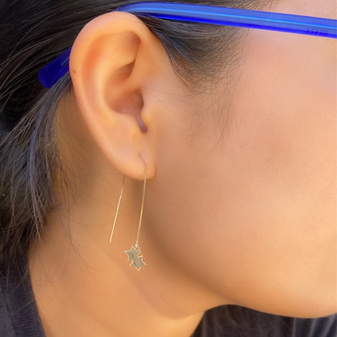 14k Gold Double Star Threader Earrings | mazi + zo