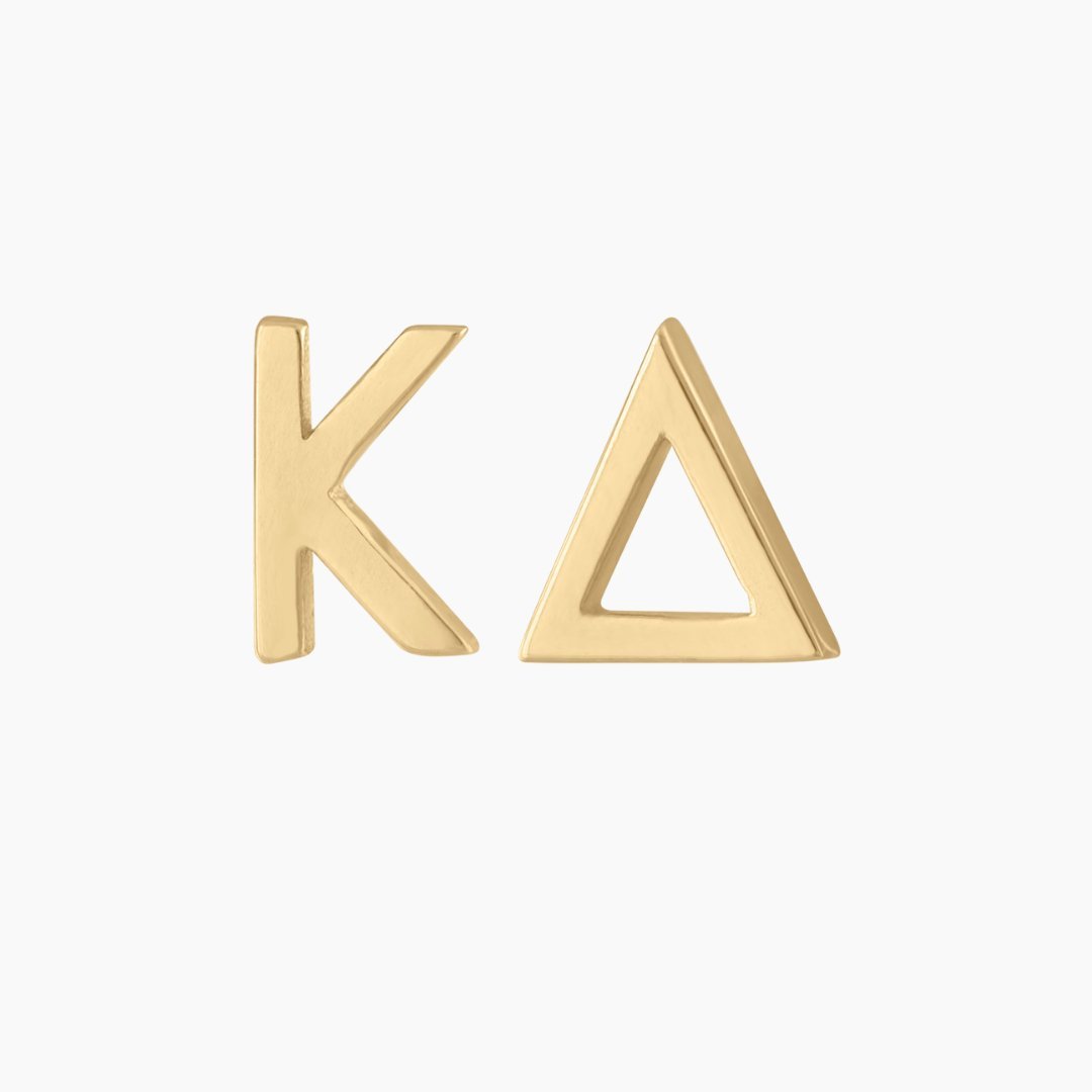 14k Gold Kappa Delta Earrings | mazi + zo sorority jewelry