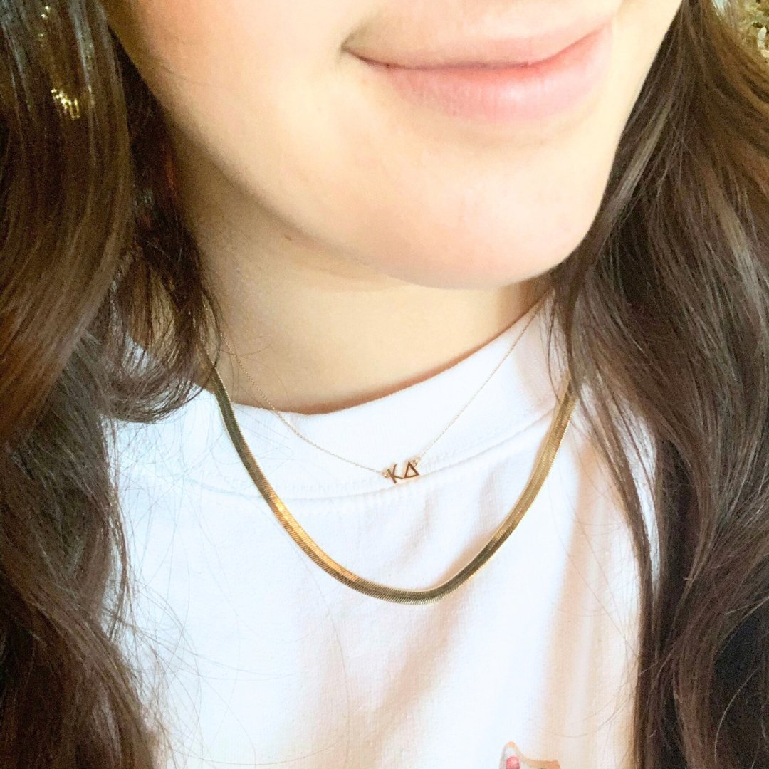 14k Gold Kappa Delta Necklace | mazi + zo sorority jewelry
