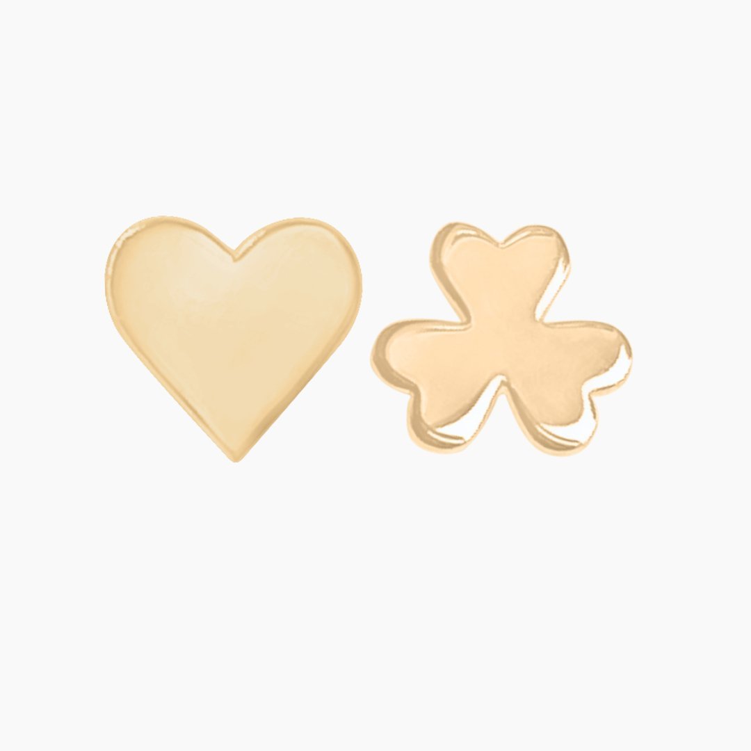 14k Gold Irish Shamrock & Heart Earrings | mazi + zo jewelry