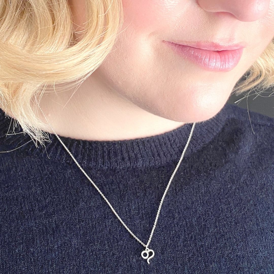 Sterling Silver Leo Sign Necklace | Zodiac Necklace | Horoscope Jewelry | mazi + zo
