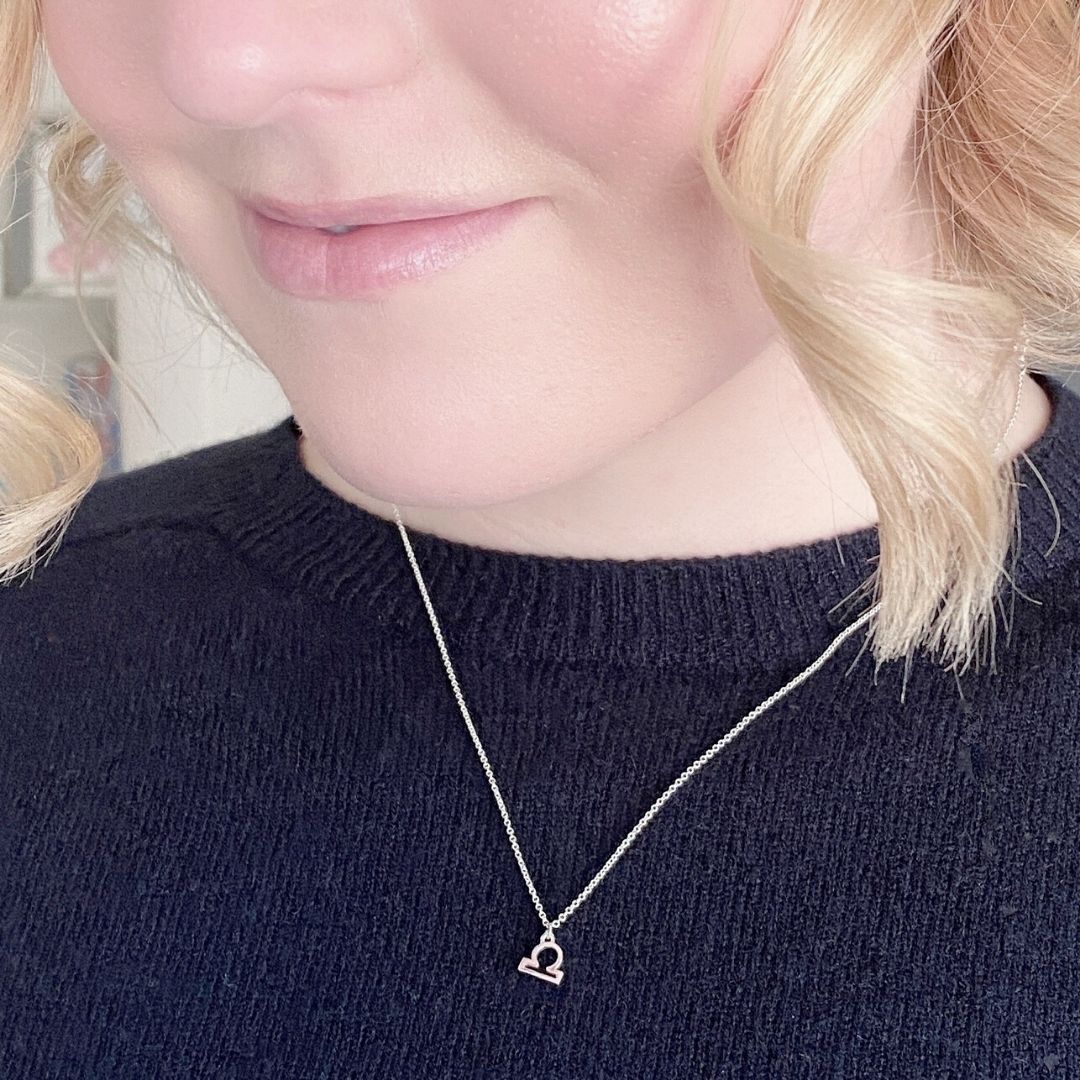 Sterling Silver Libra Sign Necklace | Zodiac Necklace | Horoscope Jewelry | mazi + zo
