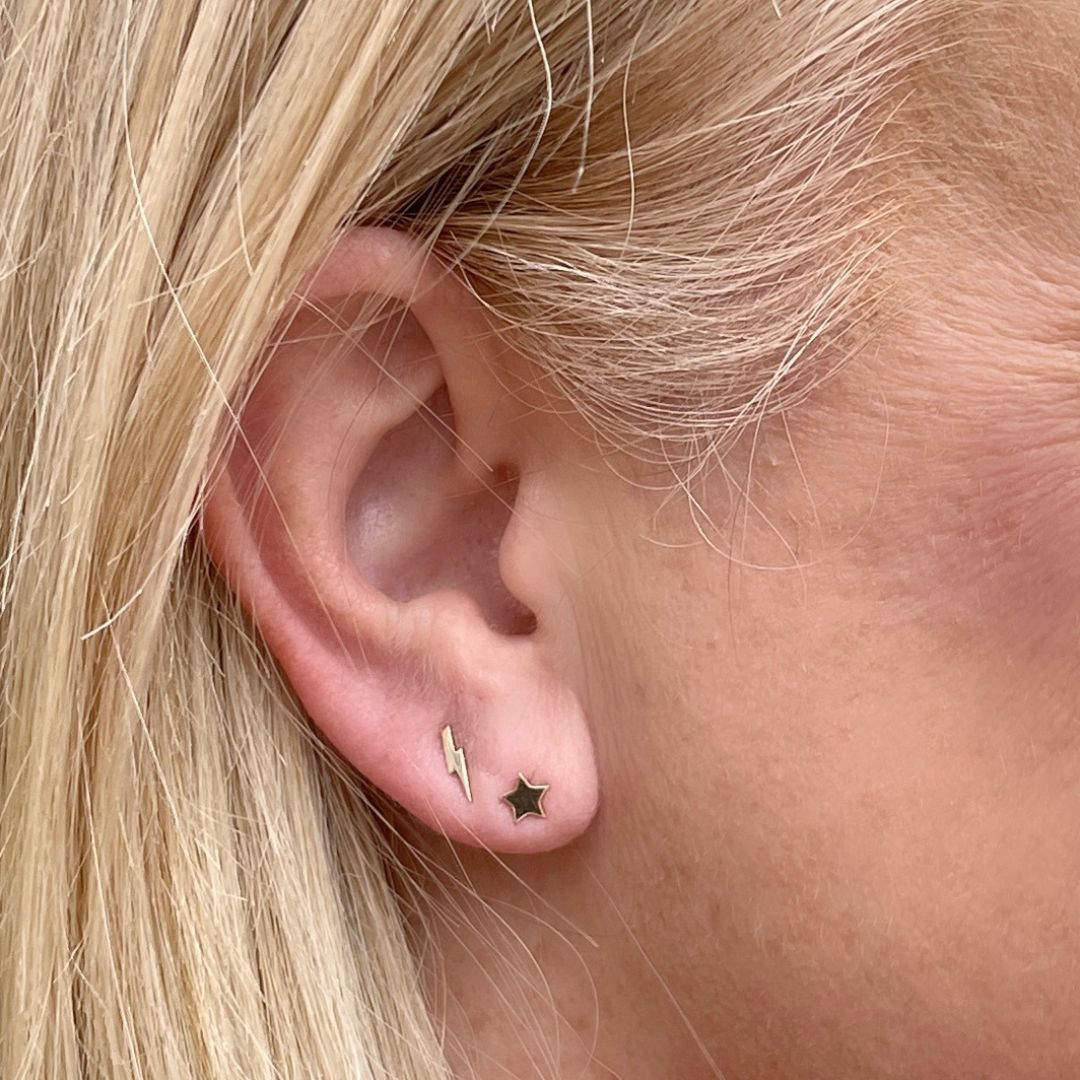 14k Gold Lightning Bolt Earrings | mazi + zo jewelry