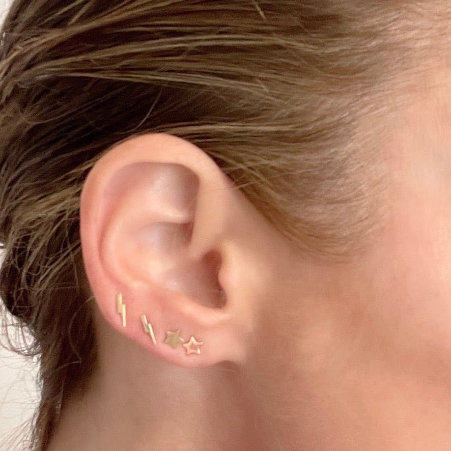 14k Gold Lightning Bolt Earrings | mazi + zo jewelry