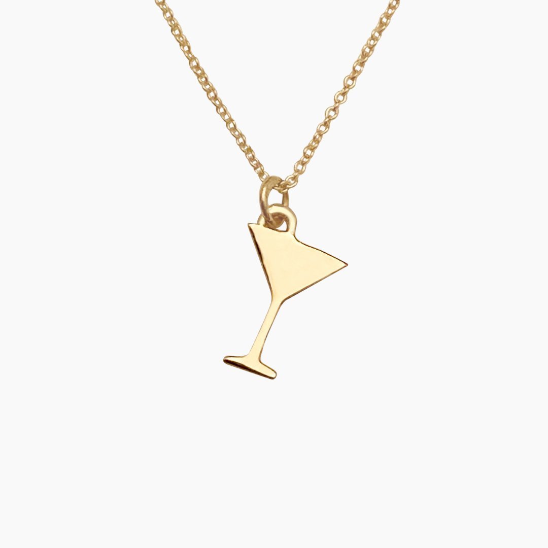 14k Gold Martini Glass Necklace| mazi + zo