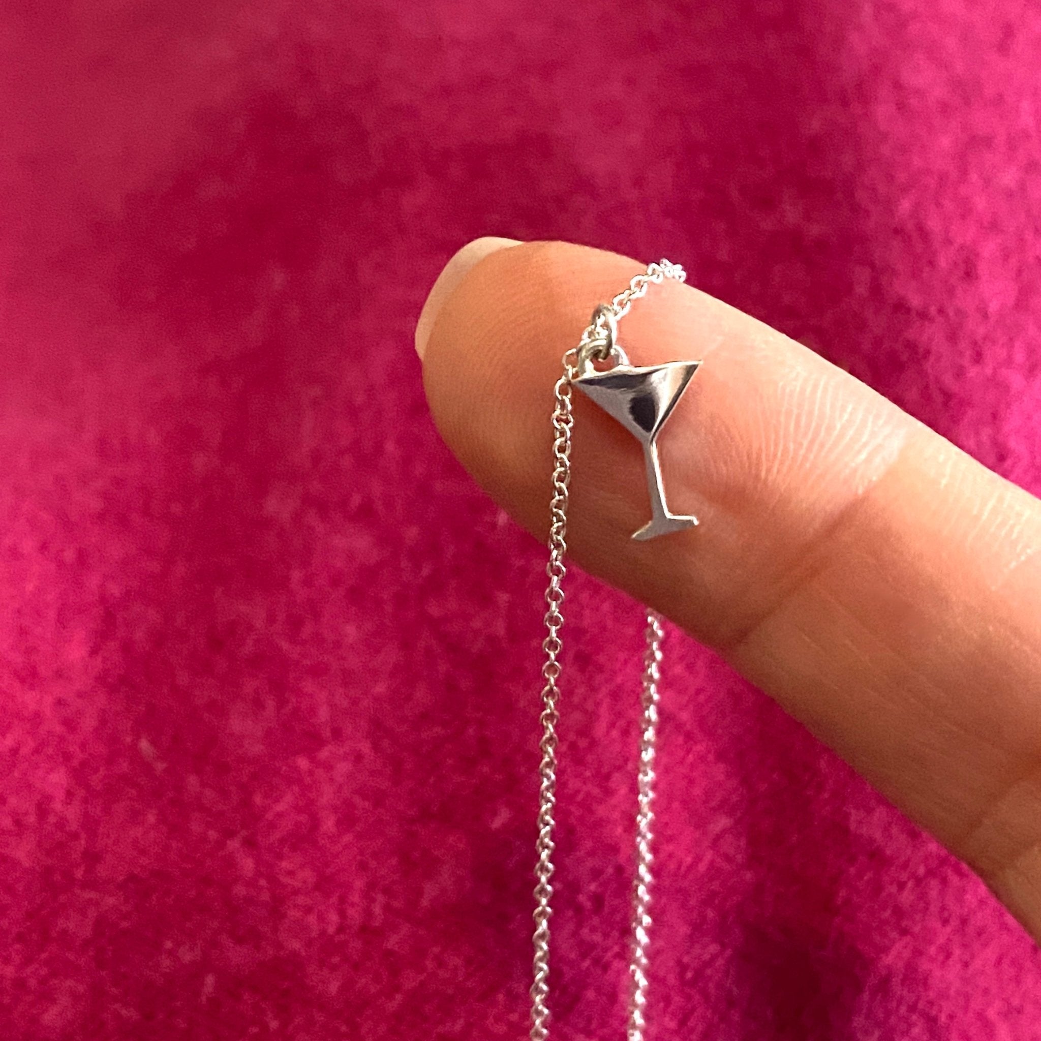 Sterling Silver Martini Glass Necklace| mazi + zo