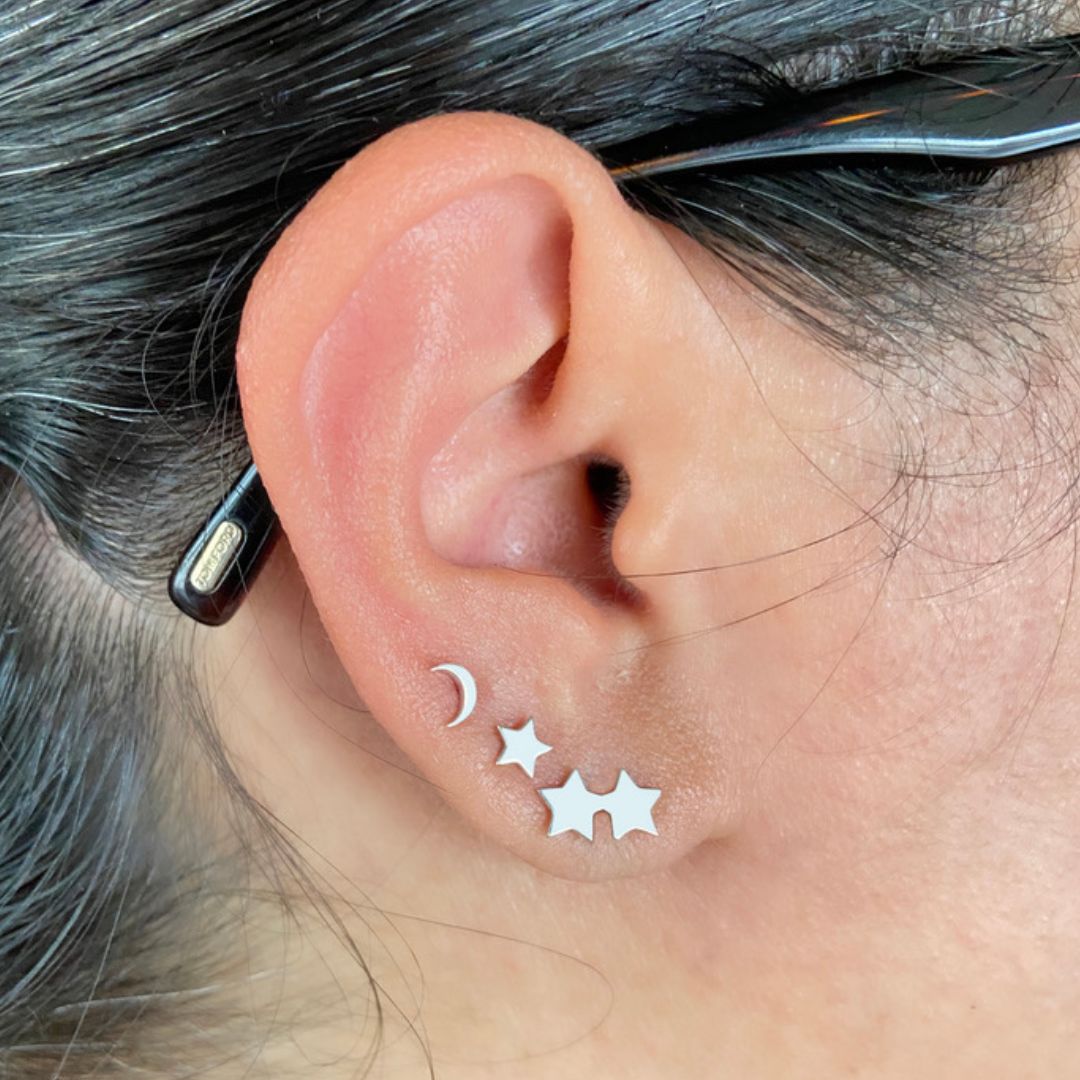 Sterling Silver Moon & Stars Earrings | mazi + zo jewelry