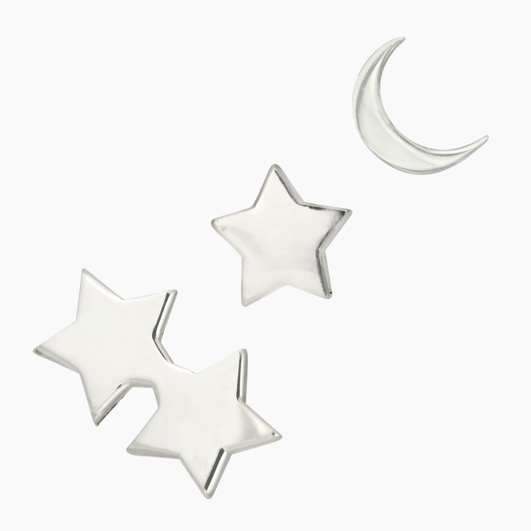 Sterling Silver Moon & Stars Earrings | mazi + zo jewelry
