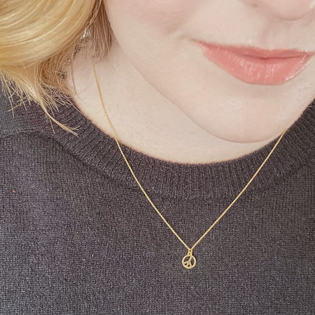14k Gold Peace Necklace | mazi + zo jewelry