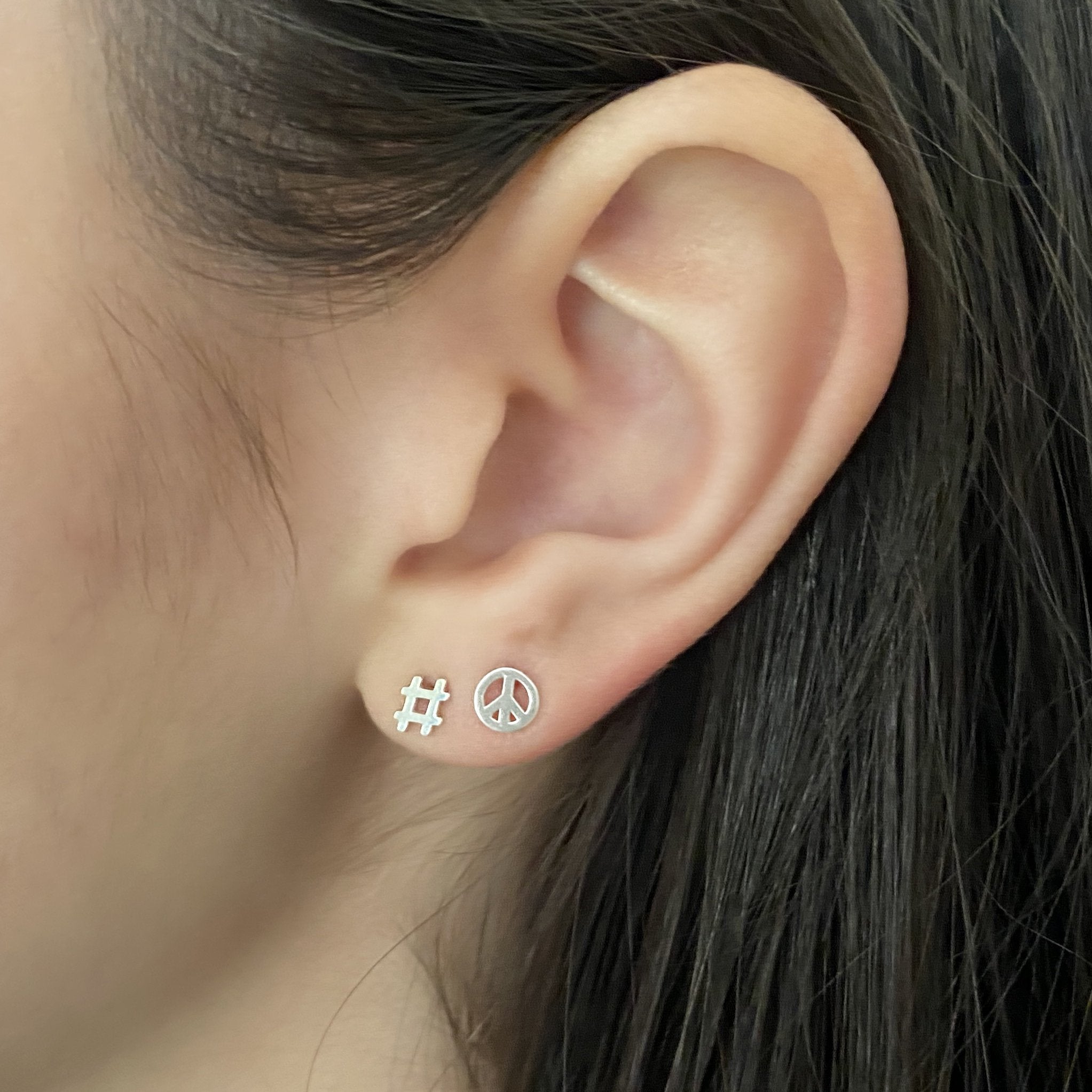 Sterling Silver Peace Sign Earrings | mazi + zo jewelry