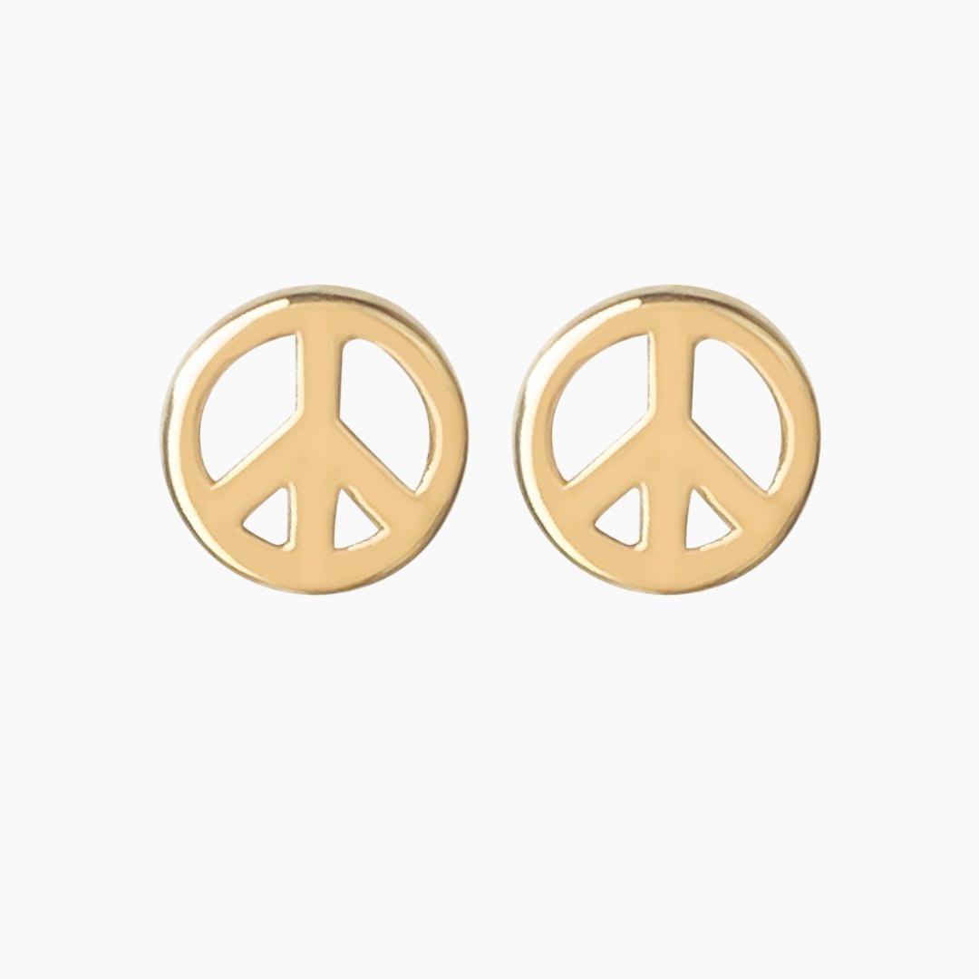 14k Gold Peace Symbol Earrings | mazi + zo jewelry