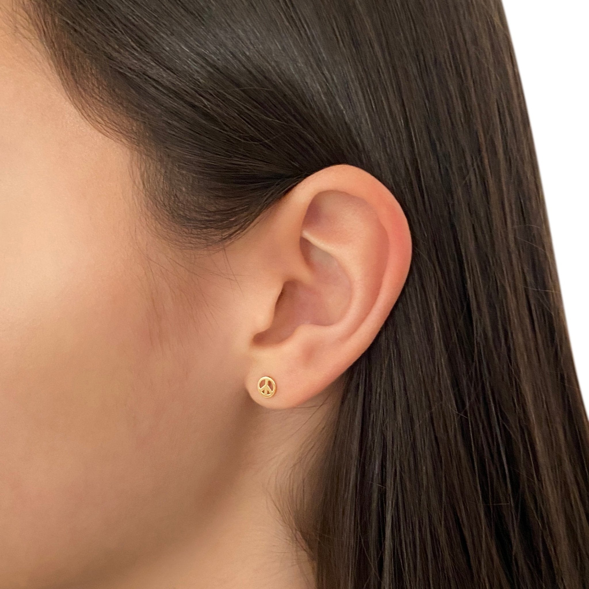 14k Gold Peace Symbol Earrings | mazi + zo jewelry