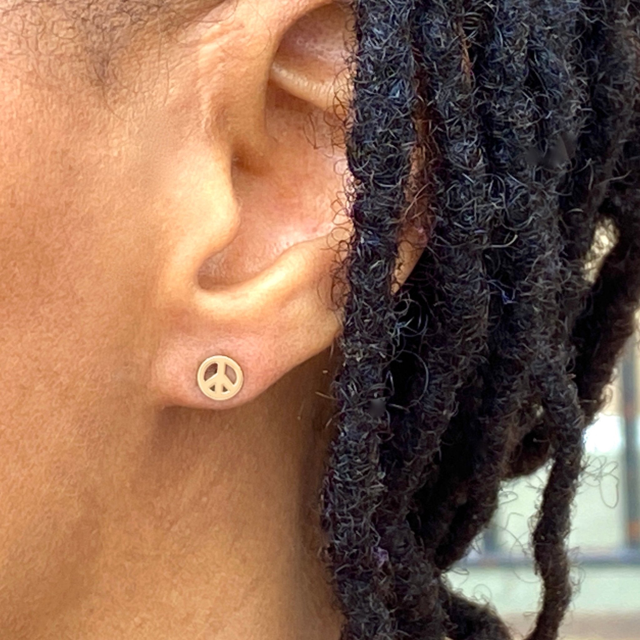 14k Gold Peace Symbol Earrings | mazi + zo jewelry