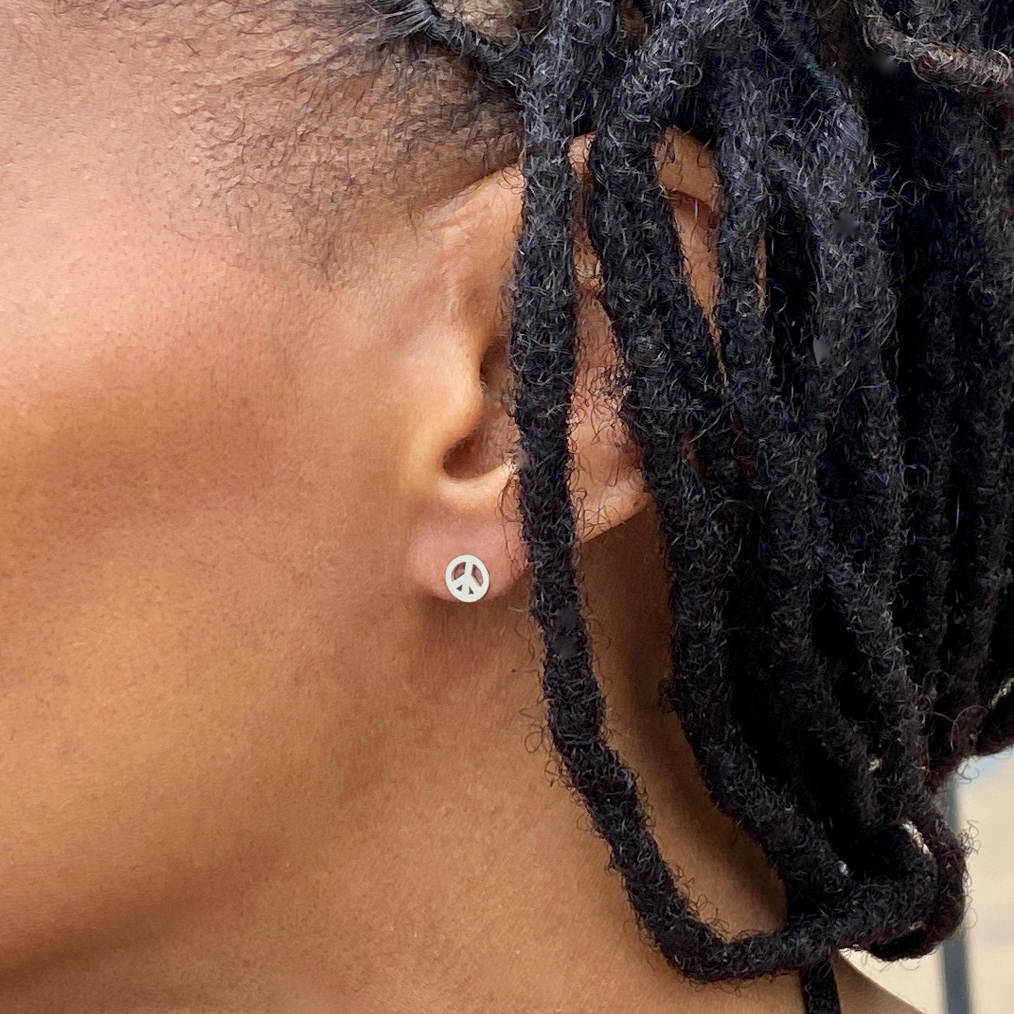 Sterling Silver Peace Symbol Earrings | mazi + zo jewelry