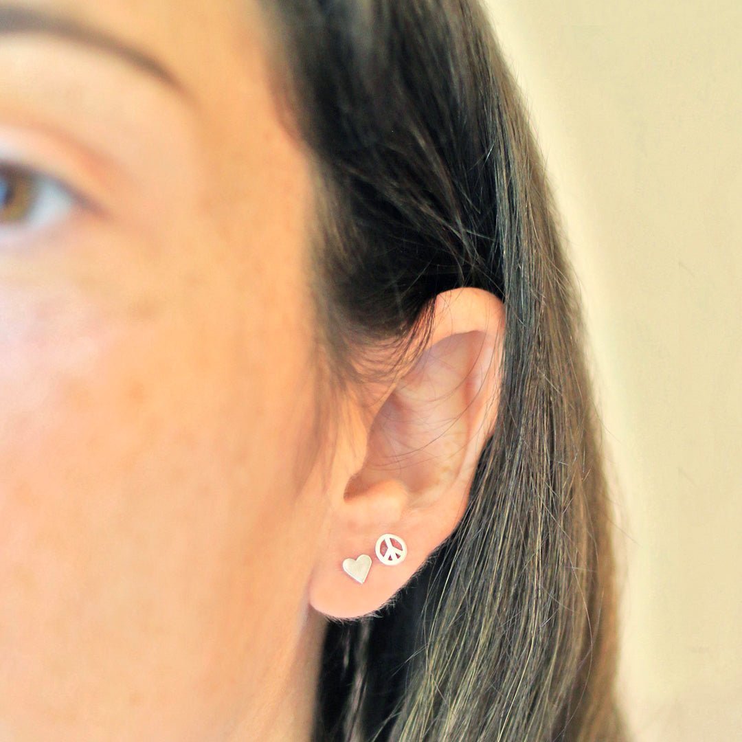 Sterling Silver Peace Symbol Earrings | mazi + zo jewelry