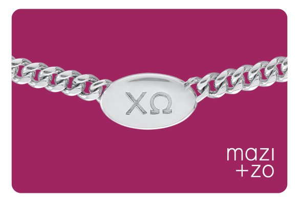 Chi Omega Personalized Necklace Gift Card | mazi + zo sorority jewelry