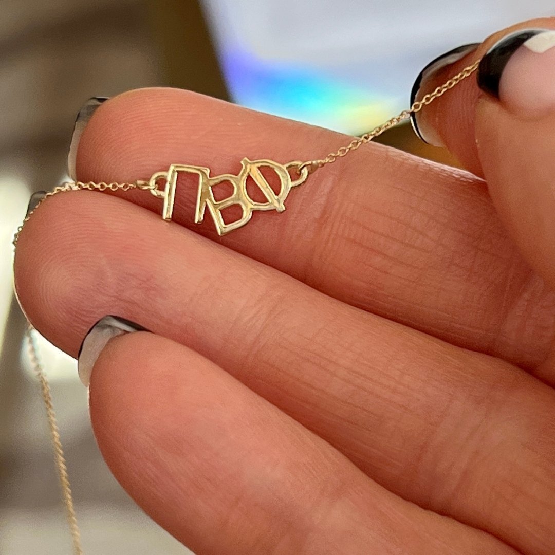 14k gold Pi Beta Phi necklace | mazi + zo sorority jewelry