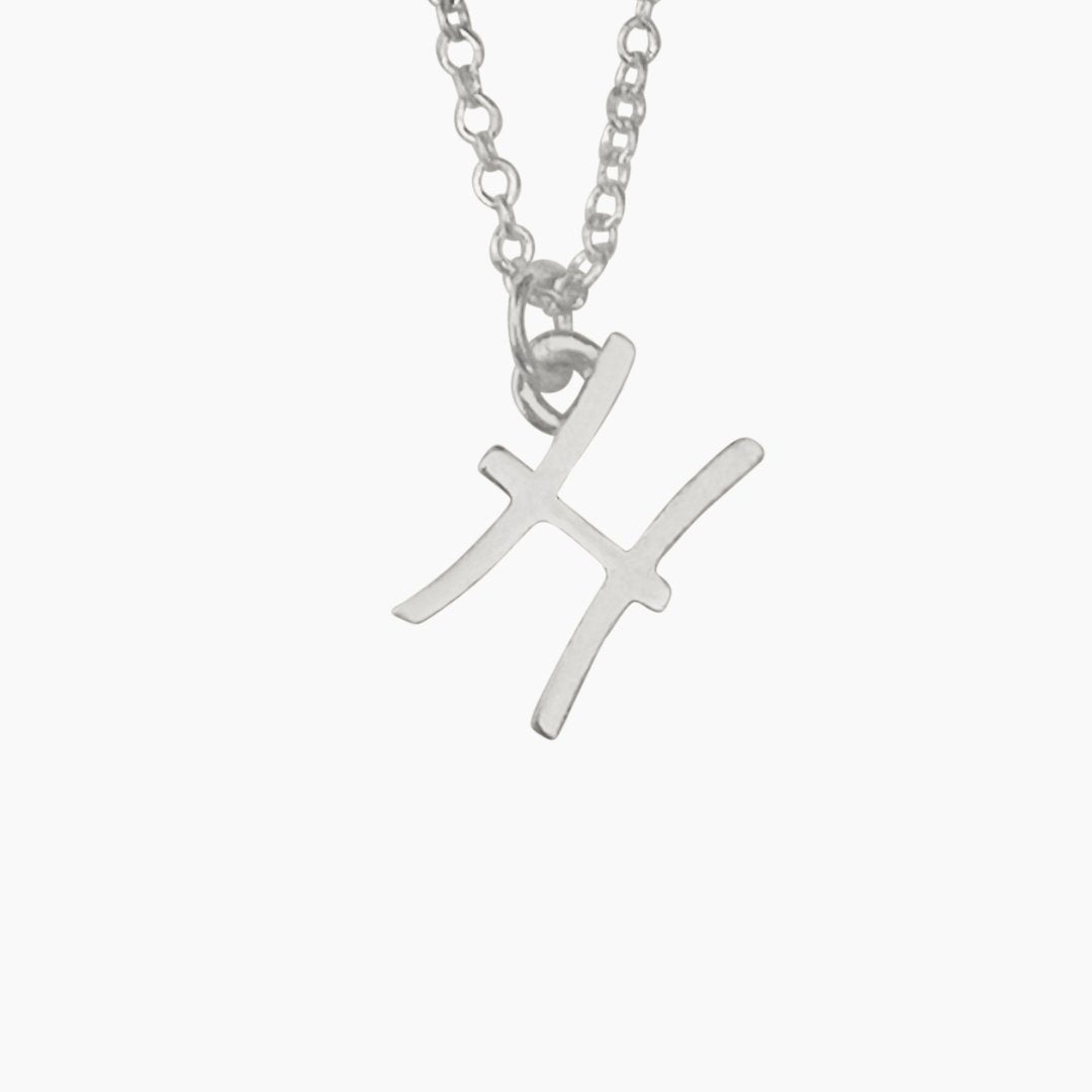 Sterling Silver Pisces Sign Necklace | Zodiac Necklace | Horoscope Jewelry | mazi + zo