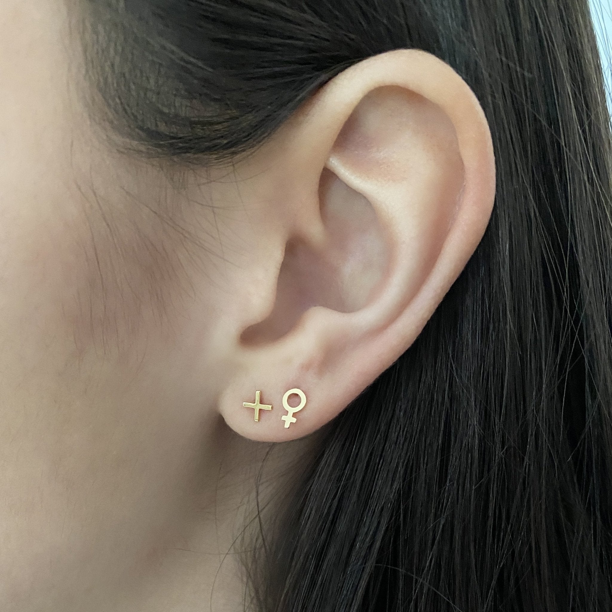 14k Gold Plus Sign Earrings | mazi + zo jewelry