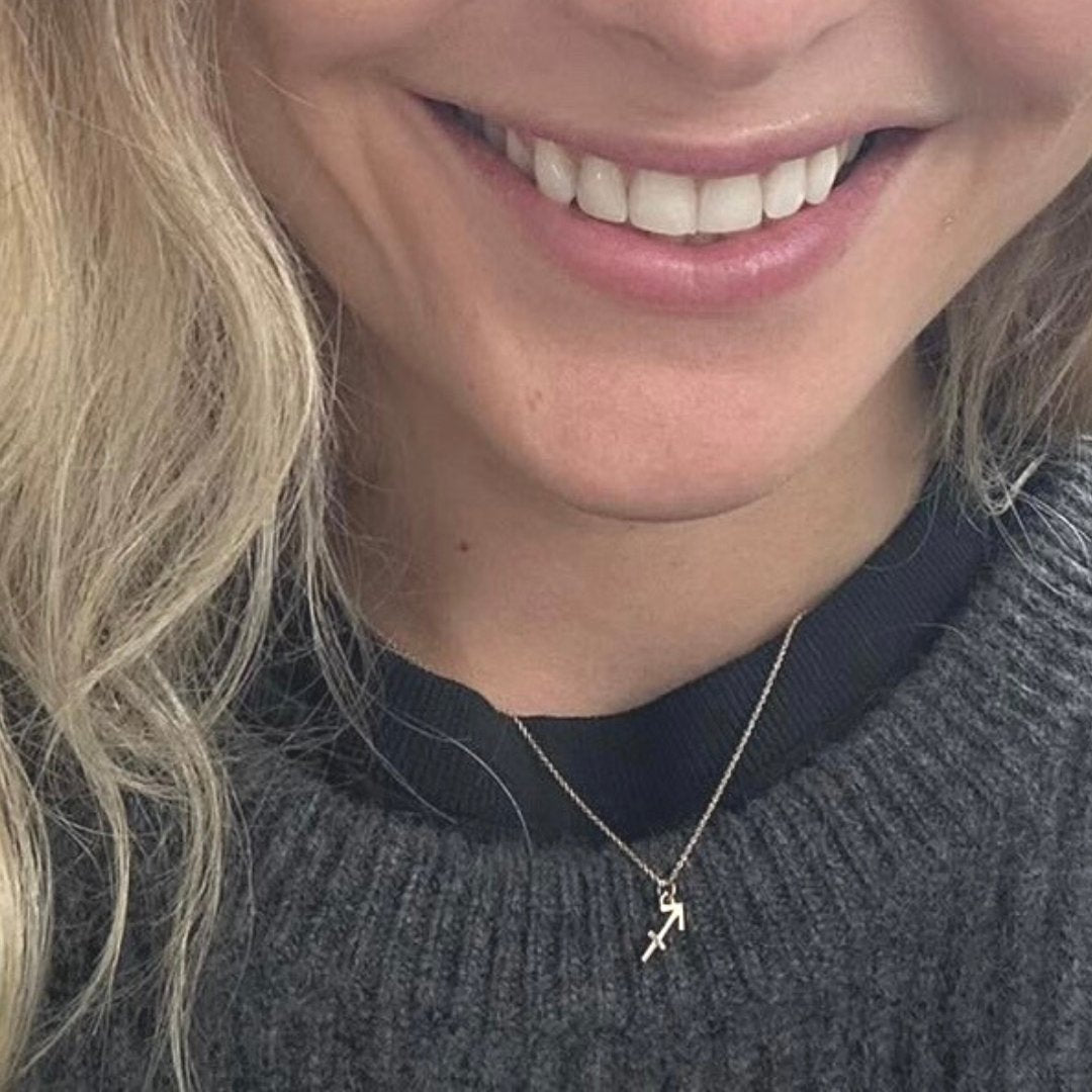 14k Gold Sagittarius Sign Necklace | Zodiac Necklace | Horoscope Jewelry | mazi + zo