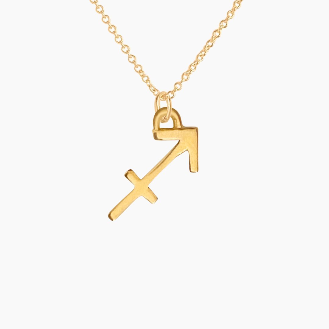 14k Gold Sagittarius Sign Necklace | Zodiac Necklace | Horoscope Jewelry | mazi + zo