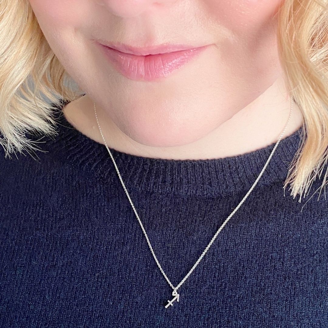 Sterling Silver Sagittarius Sign Necklace | Zodiac Necklace | Horoscope Jewelry | mazi + zo