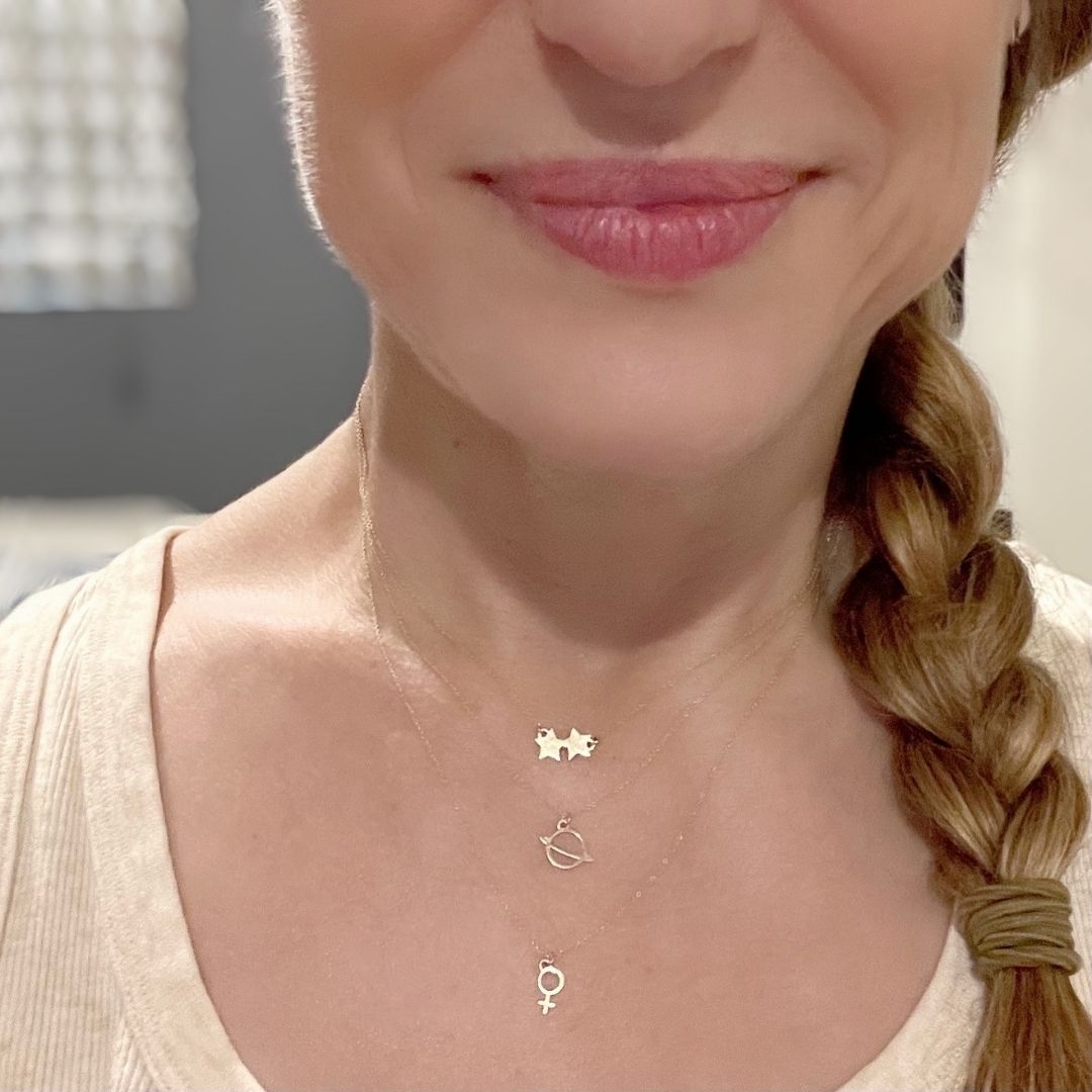 14k Gold Saturn Necklace | mazi + zo jewelry