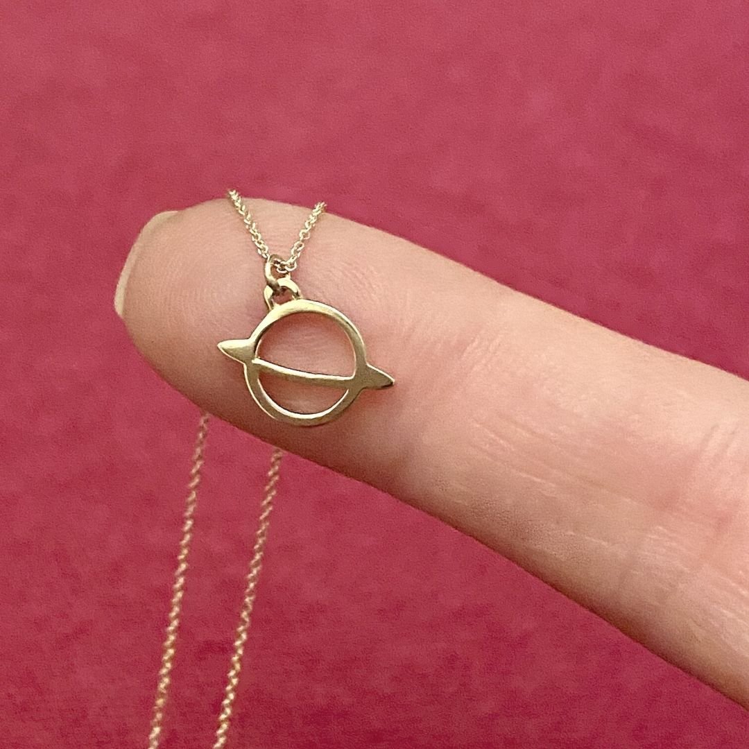 14k Gold Saturn Necklace | mazi + zo jewelry