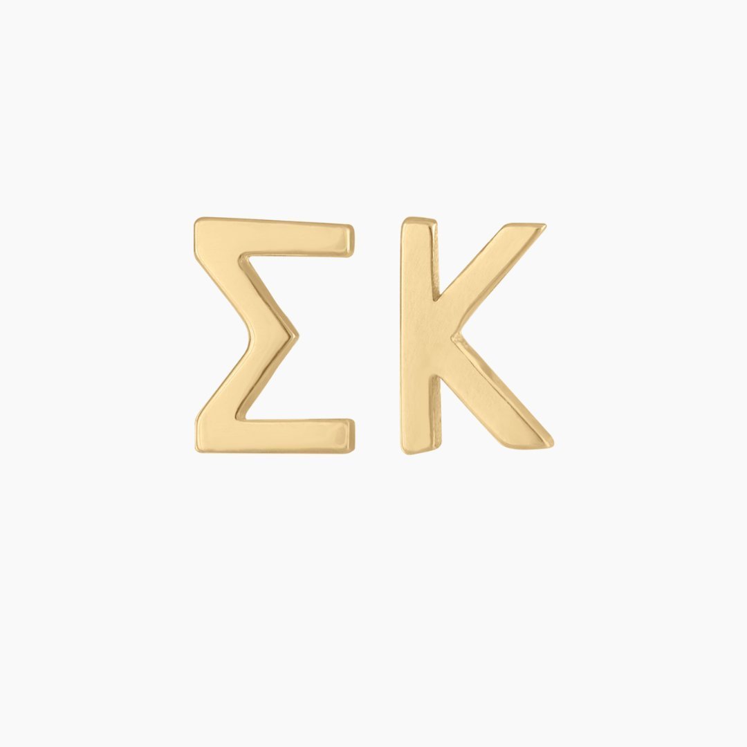 Solid 14k Gold Sigma Kappa earrings | mazi + zo sorority jewelry