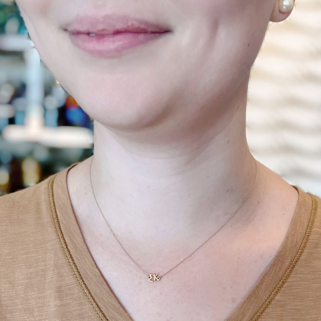 14k Gold Sigma Kappa Necklace | mazi + zo sorority jewelry